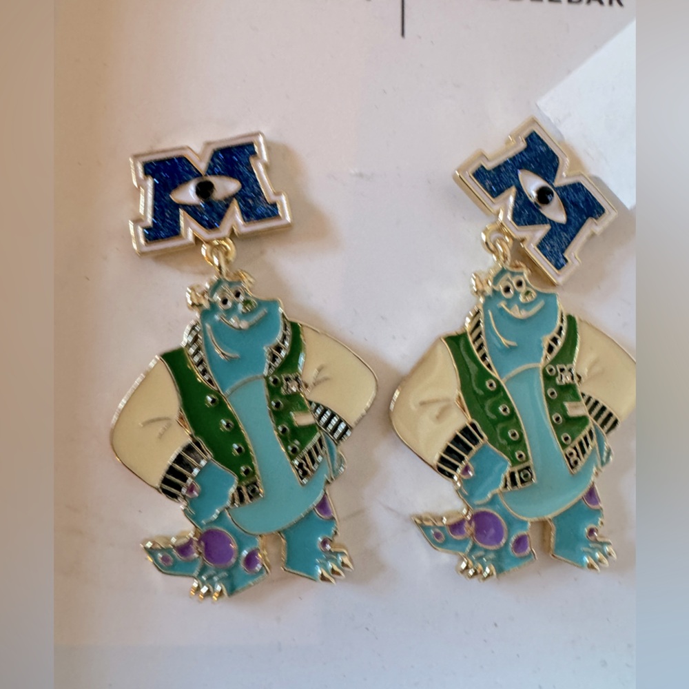 Disney Baublebar Pixar Monsters University Earrings - Sully  - NIB- 2” Disney